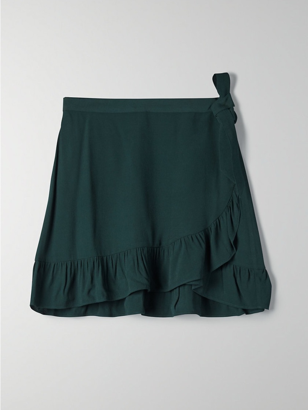 Aritzia Green Ruffle Wrap Mini Skirt